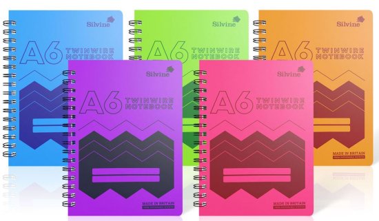 (image for) SILV WIRE NOTEBOOK 160PAGE AST - A6