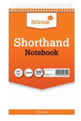 (image for) SILVINE SPIRAL SHORTHAND NOTEBOOK 300PAGES - 8X5""