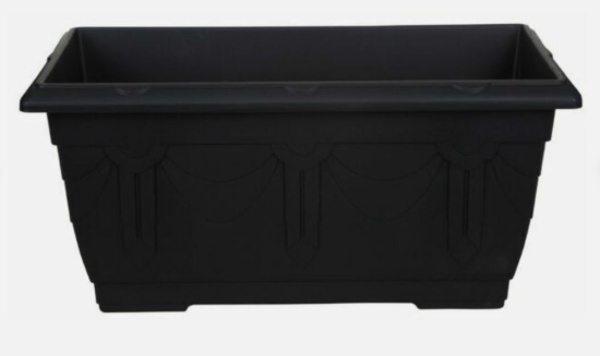 (image for) PLANT POT VENETIAN PATIO RECTANGLE BLACK - 60CM