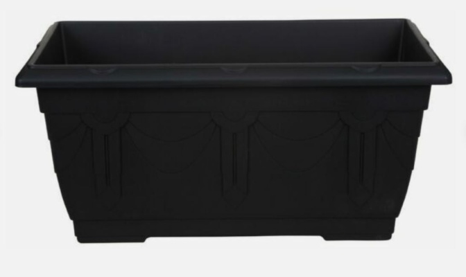 (image for) PLANT POT VENETIAN PATIO RECTANGLE BLACK - 60CM