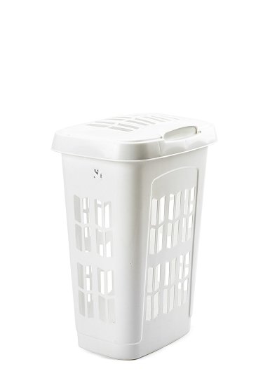 (image for) LAUNDRY BASKET RECT+LID WHITE - LARGE