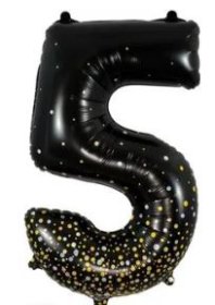 (image for) OT FOIL BALLOON NO.5 BLK GOLD - 34"