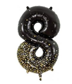 (image for) OT FOIL BALLOON NO.8 BLK GOLD - 34"