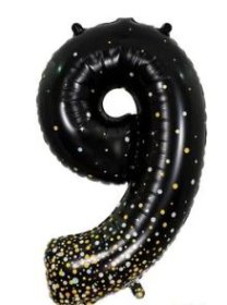 (image for) OT FOIL BALLOON NO.9 BLK GOLD - 34"