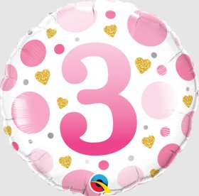 (image for) QT FOIL BALLOON AGE 3 PINK - 18"