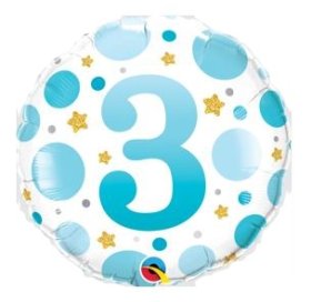 (image for) QT FOIL BALLOON AGE 3 BLUE - 18"