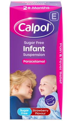 (image for) CALPOL INFANT 2+ MONTHS SUGAR FREE STRAWBERRY - 100ML