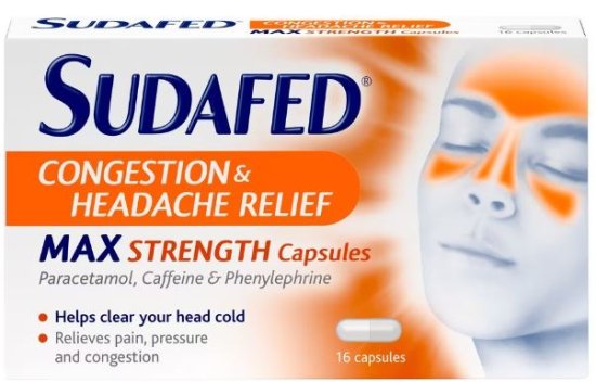 (image for) SUDAFED MAX STRENGTH CAPSULES - 16S