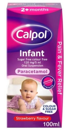 (image for) CALPOL INFANT SUGARFREE COLOURFREE STRAWBERRY FLAVOUR 2M+ - 100ML