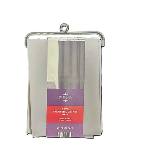 (image for) HL SHOWER CURTAIN+HOOKS GREY - 183CM