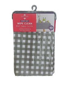 (image for) HL TABLECLOTH PVC GREY GINGHAM - 178CM