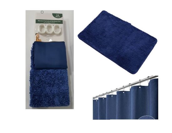 (image for) SQ SHOWER CURTAIN & B/MAT BLUE - 2S