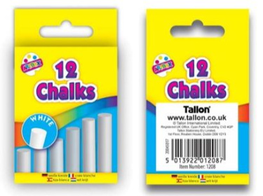 (image for) Tallon White Chalks In hanging box - 12S