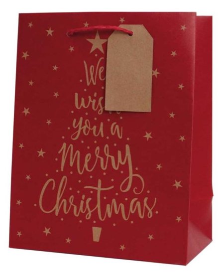 (image for) XMAS GIFT BAG KRAFT TEXT TREE - MEDIUM