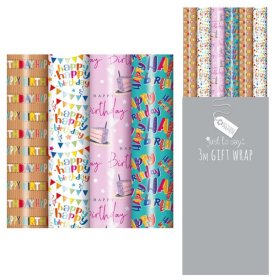 (image for) TL GIFT WRAP HAPPYBIRTHDAY AST - 3M