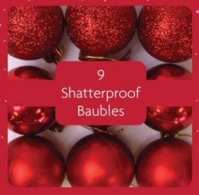 (image for) XMAS BAUBLES SHATTERPROOF RED - 9S