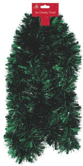 (image for) XMAS TINSEL CHUNKY DARK GREEN - 2M