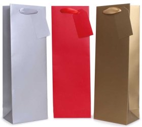 (image for) XMAS GIFT BAG GOLD SILVER RED - BOTTLE