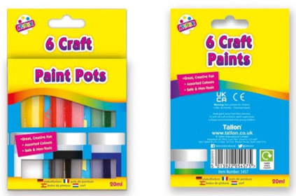 (image for) TALLON CRAFT PAINT POTS ASSORTED 6S - 20ML