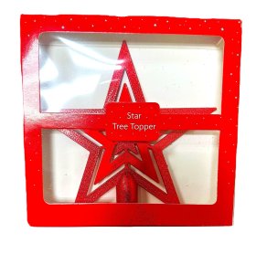 (image for) XMAS STAR TREE TOPPER GLIT RED - STD