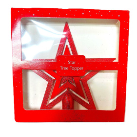 (image for) XMAS STAR TREE TOPPER GLIT RED