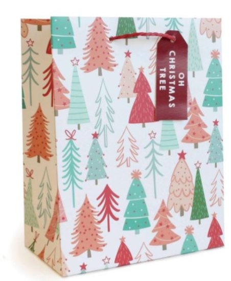 (image for) XMAS GIFT BAG TREE PATTERN MED - MEDIUM