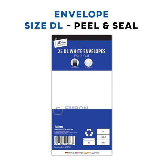 (image for) TL ENVELOPE WHITE P/SEAL 25S - DL