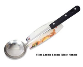 (image for) T/STAR LADDLE SPOON BLK HANDLE - 14"