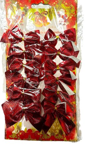 (image for) JL XMAS GLITTER BOWS RED - 12S