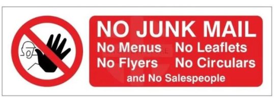 (image for) JL SIGN NO JUNK MAIL - STD