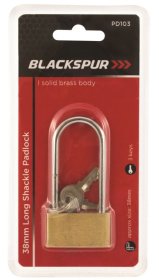 (image for) LONG SHACKLE BRASS PADLOCK - 38MM