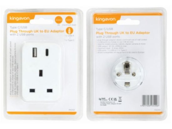 (image for) K/VON UK TO EU TRAVEL ADAPTOR - 13AMP