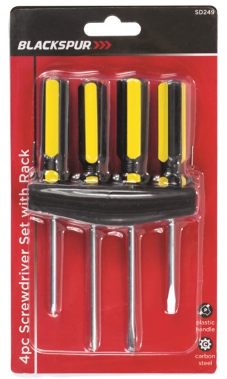 (image for) BLACKSPUR SCREWDRIVER SET WITH RACK - 4PIECES