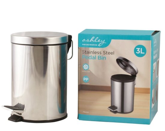 (image for) ASHLEY PEDAL BIN S/STEEL - 3L