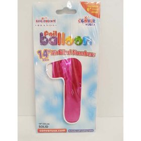 (image for) FOIL BALLOON '1'- HOT PINK - 14"