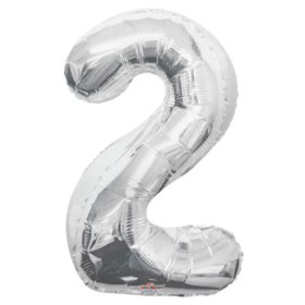 (image for) FOIL BALLOON '2'- SILVER - 34"