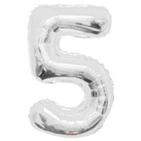 (image for) FOIL BALLOON '5'- SILVER - 34"