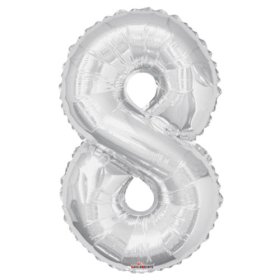 (image for) FOIL BALLOON '8'- SILVER - 34"
