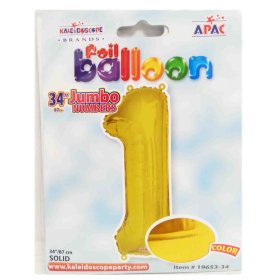 (image for) FOIL BALLOON '1'- GOLD - 34"