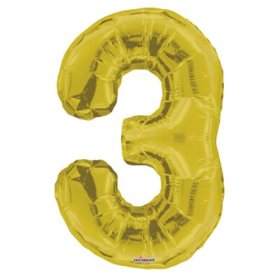 (image for) FOIL BALLOON '3'- GOLD - 34"