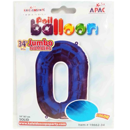 (image for) FOIL BALLOON \'0\'- ROYAL BLUE - 34\"