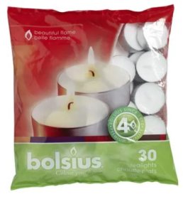 (image for) BOLSIUS TEALIGHT CANDLE WHITE - 30S