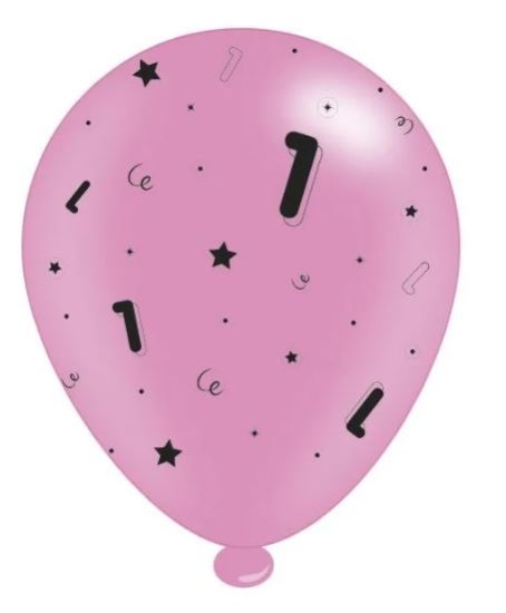 (image for) APAC BALLOON B\'DAY 1 PINK 8PK - 10\"