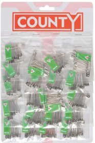 (image for) CTY CARD CHROMED SAFETY PINS - 12S