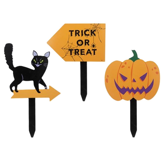 (image for) PMS HALLOWEEN STAKE SIGNS ASSORTED - STD