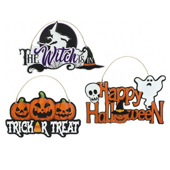 (image for) PMS HALLOWEEN METAL HANGING SIGN ASSORTED - STD