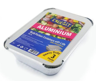 (image for) EZQUZIT MULTI-PORTION FOIL CONTAINER WITH LIDS - 3S - 255X185X50MM - NO:14