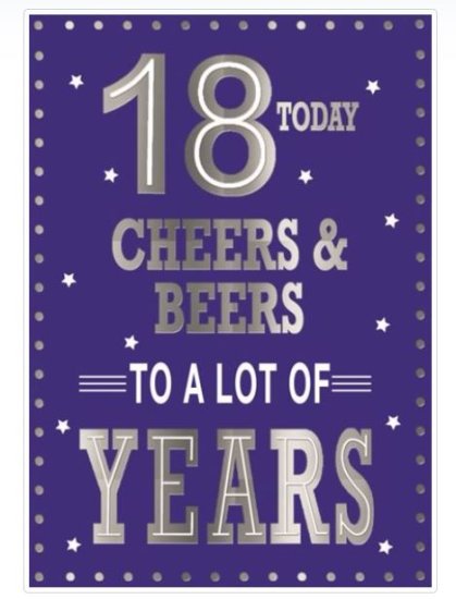 (image for) SEL B/DAY CARD- AGE 18 (M) - STD