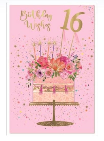 (image for) SEL B/DAY CARD-AGE16 GIRL PINK - LARGE - LARGE