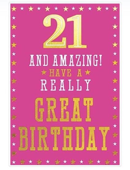(image for) SEL B/DAY CARD AGE 21 FEMALE - STD 